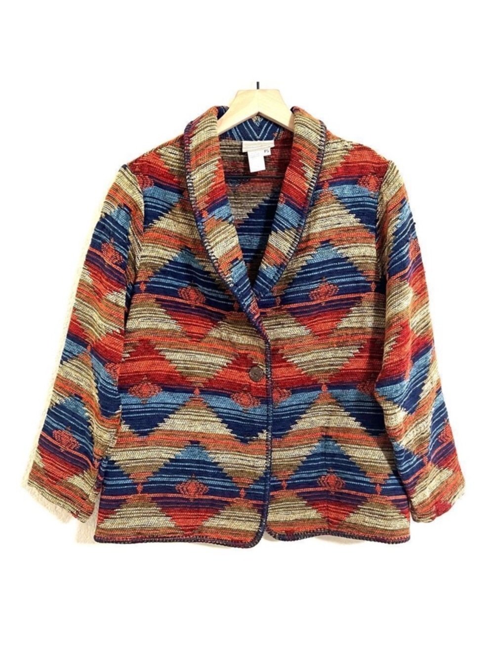 Vintage Coldwater Creek Bohemian Aztec Southwestern Blanket Jacket Size Petite S